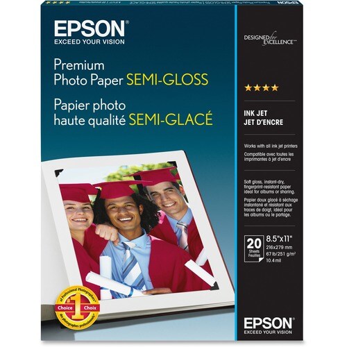 PAPIER PHOTO PREMIUM SEMI-BRILLANT 20 FEUILLES 8,5X11 POUR STYLUS CX3800