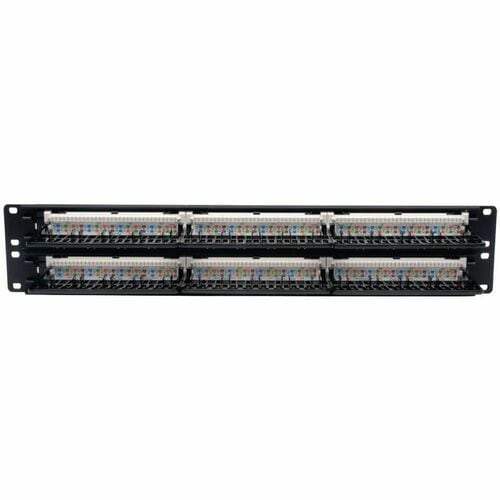 Panel de conexión para rack Cat5e de 48 puertos Tripp Lite 568B 110 Punch 2URM TAA - 48
