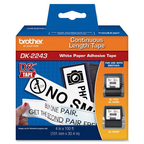Etiquetas de papel de longitud continua Brother DK2243 - Ancho de 4" (101,60 mm) - Impresión directa