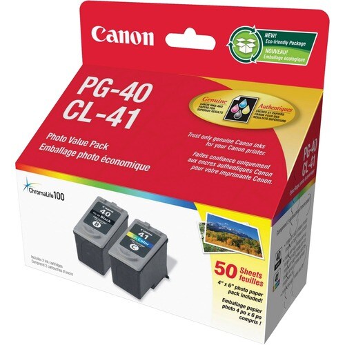 Canon PG-40 Black and CL-41 Tri-color Ink Cartridges - Inkje