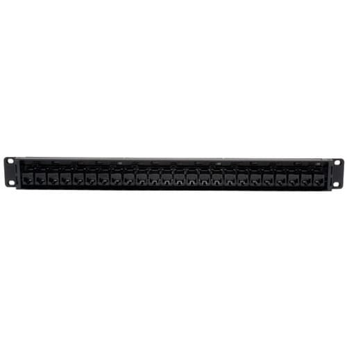 Panel de conexión Tripp Lite de 24 puertos Cat6 Cat5 con alimentación directa para montaje en rack 568A/B RJ45 1URM TAA - 24