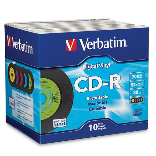 CD-R Verbatim 80 min 52X avec surface vinyle numérique - Paquet de 10