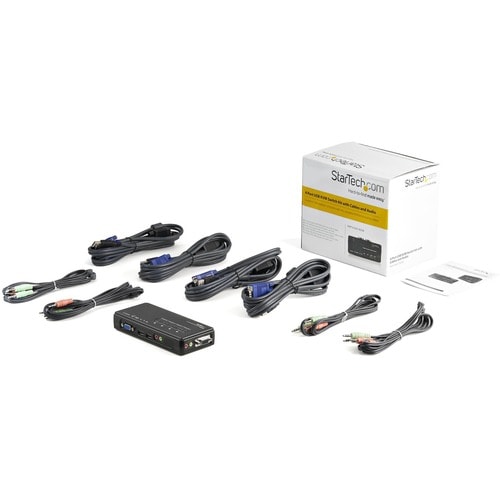 COMMUTATEUR KVM USB VGA 4 PORTS AVEC AUDIO ET CÂBLES