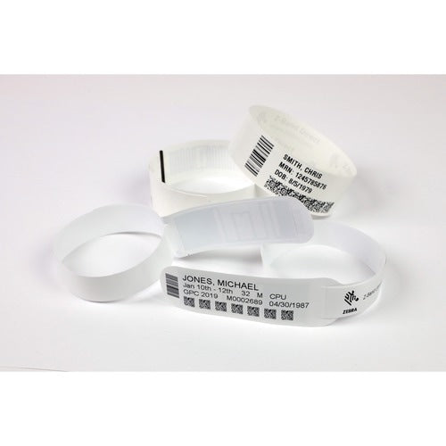 Zebra Wristband Polypropylene 1 x 11in Direct Thermal Zebra Z-Band Direct 1 in c