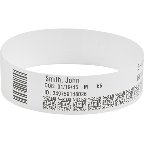 Zebra Wristband Polypropylene 1 x 11in Direct Thermal Zebra Z-Band Direct 1 in c