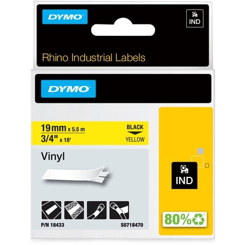 Dymo Colored Industrial Rhino Vinyl Labels - 3/4" (19 mm) Wi
