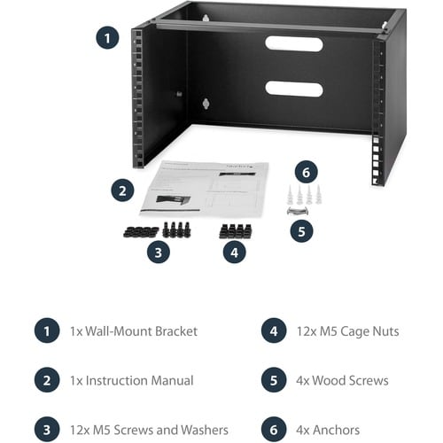 StarTech.com 6U Wall Mount Rack, 14in Deep, 19 inch Wall Mount Network