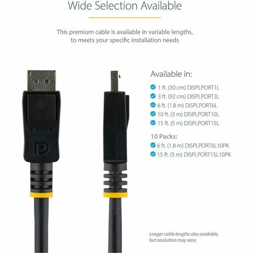 StarTech.com 10ft (3m) DisplayPort 1.2 Cable, 4K x 2K UHD VESA Certified DisplayPort Cable