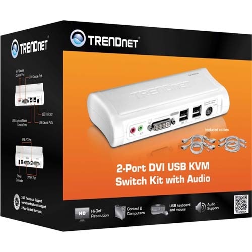 2-PORT DVI/USB KVM SWITCH KIT W/ AUDIO (INCLUDES 2X KVM CABLES)