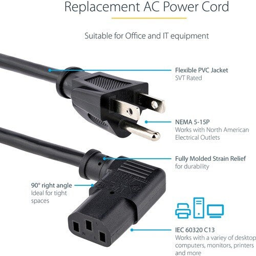 StarTech.com 6ft (1.8m) Computer Power Cord