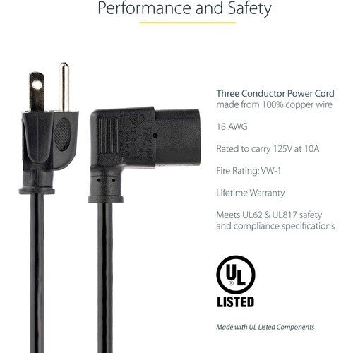StarTech.com 6ft (1.8m) Computer Power Cord