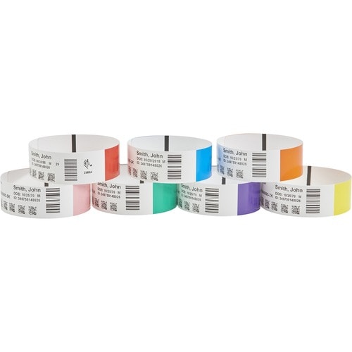 Zebra Wristband Polypropylene 1 x 7in Direct Thermal Zebra Z-Band Direct HC100 -