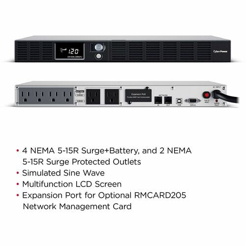 Cyber Power CyberPower OR1500LCDRM1U Smart App LCD UPS Systems - 120 V