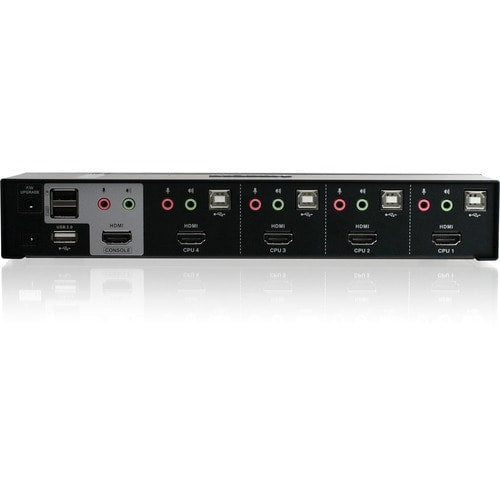 COMMUTATEUR KVM HDMI 4 PORTS AVEC CÂBLES HUB USB 2.0 AUDIO CONFORME AUX NORMES TAA