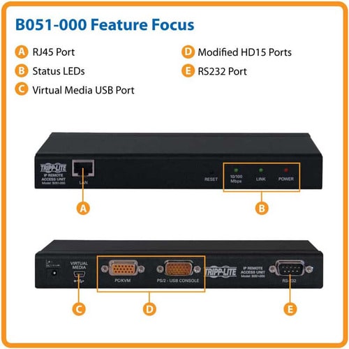Commutateur KVM d'accès à distance IP Tripp Lite B051-000 - 1 x 1