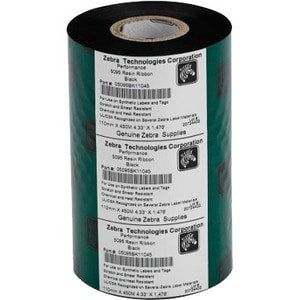 Zebra Resin Ribbon 4.33inx98ft 5095 High Performance P4T - Thermal Transfer - Bl