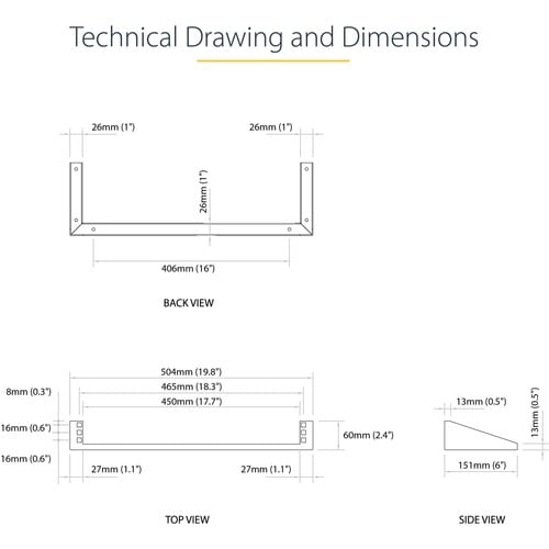Support mural vertical en acier StarTech.com 1U 48 cm pour rack d'équipement