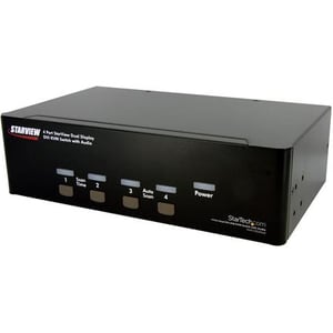 CONMUTADOR KVM USB DVI DE 4 PUERTOS PARA DOS MONITORIOS CON CONCENTRADOR USB DE AUDIO