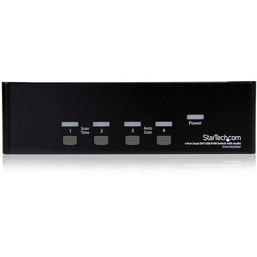 CONMUTADOR KVM USB DVI DE 4 PUERTOS PARA DOS MONITORIOS CON CONCENTRADOR USB DE AUDIO