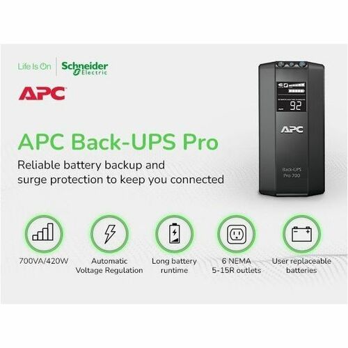 Onduleur tour APC Back-UPS RS 700 VA de Schneider Electric - 700 VA/450