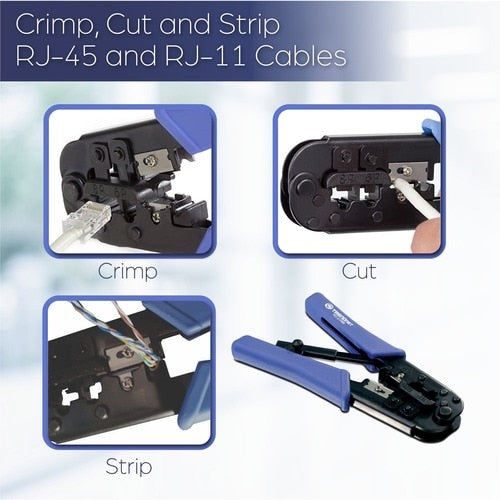 Herramienta de crimpado TRENDnet, herramienta de crimpado, corte y pelado, para cualquier cable Ethernet o telefónico