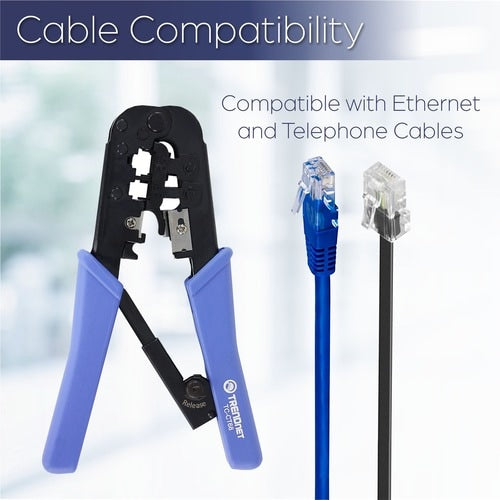 Herramienta de crimpado TRENDnet, herramienta de crimpado, corte y pelado, para cualquier cable Ethernet o telefónico