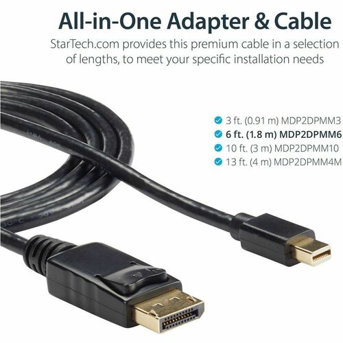 StarTech.com 6ft Mini DisplayPort to DisplayPort 1.2 Cable