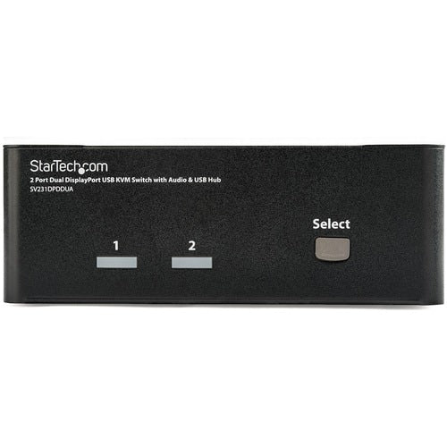 CONMUTADOR KVM USB DE 2 PUERTOS CON PUERTO DE PANTALLA DOBLE, AUDIO Y CONCENTRADOR USB 2.0