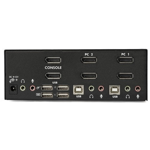 CONMUTADOR KVM USB DE 2 PUERTOS CON PUERTO DE PANTALLA DOBLE, AUDIO Y CONCENTRADOR USB 2.0