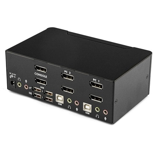 CONMUTADOR KVM USB DE 2 PUERTOS CON PUERTO DE PANTALLA DOBLE, AUDIO Y CONCENTRADOR USB 2.0