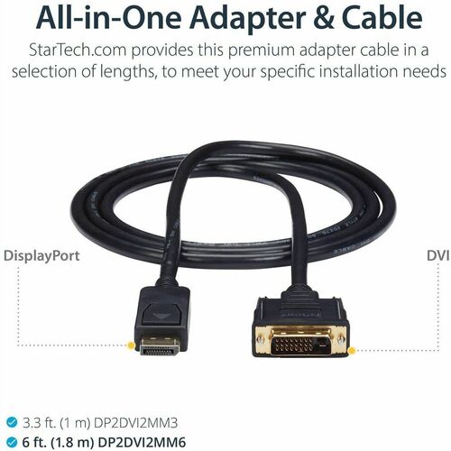 StarTech.com 6ft (1.8m) DisplayPort to DVI Cable, DisplayPort to DVI Adapter Cable, DP to
