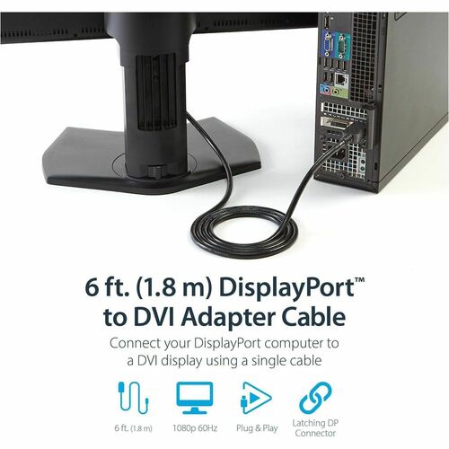 StarTech.com 6ft (1.8m) DisplayPort to DVI Cable, DisplayPort to DVI Adapter Cable, DP to