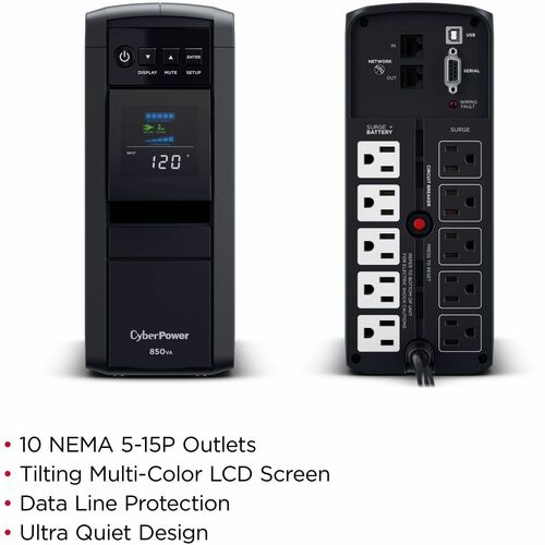 Cyber Power CyberPower UPS Systems CP850PFCLCD PFC Sinewave - Capacity: 850VA/510 W