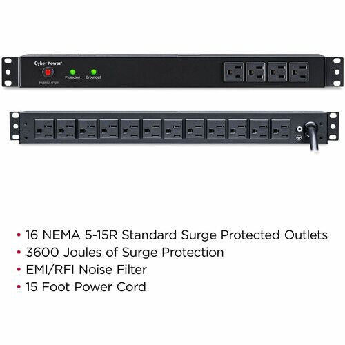 Cyber Power CyberPower Rackbar Surge Suppressor RM 1U RKBS15S4F12R 15A