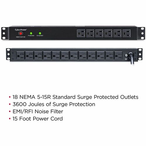 Cyber Power CyberPower Rackbar Surge Suppressor RM 1U RKBS15S6F12R 15A