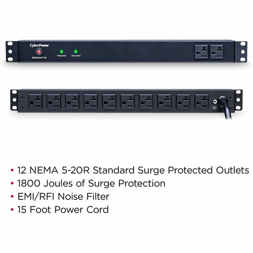 Cyber Power CyberPower Rackbar Surge Suppressor RM 1U RKBS20S2F10R 20A