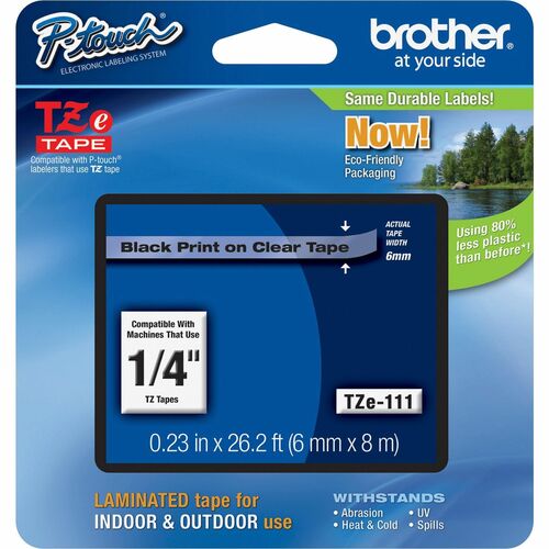 RUBANS LAMINÉS 6 MM NOIR SUR TRANSPARENT POUR P-TOUCH