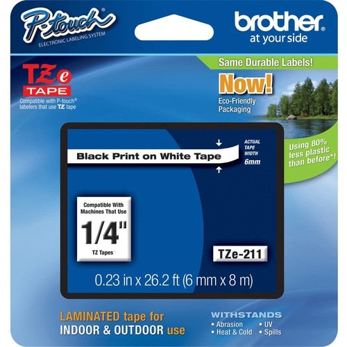 6MM BLACK ON WHITE TAPE FOR .P-TOUCH