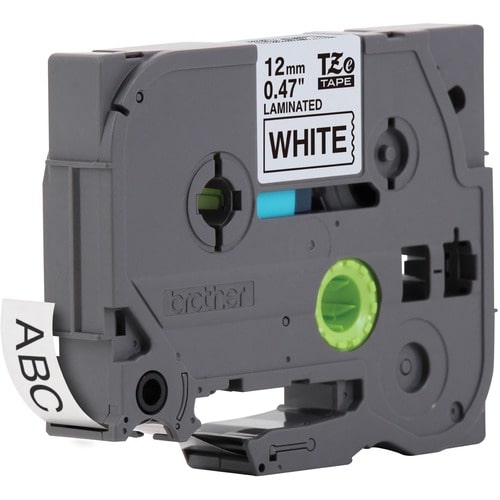 RUBAN ADHÉSIF NOIR SUR BLANC 12 MM 8 M POUR P-TOUCH