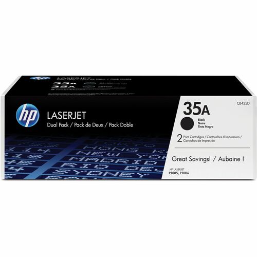 Cartucho de tóner original HP 35A (CB435D) - Paquete doble - Negro -
