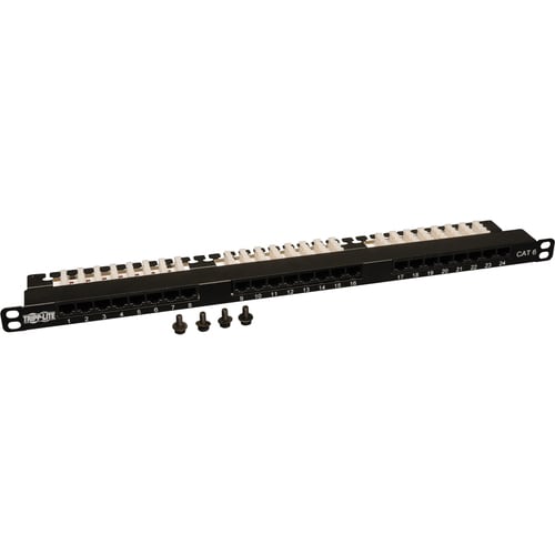 Panel de conexión Tripp Lite Cat6 Cat5 de 24 puertos para montaje en rack 568A/B 110 Punch down RJ45 0.