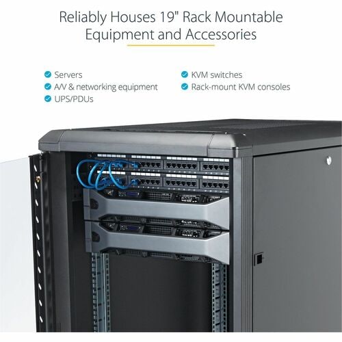StarTech.com 4-Post 25U Server Rack Cabinet, 19" Data Rack Cabinet for