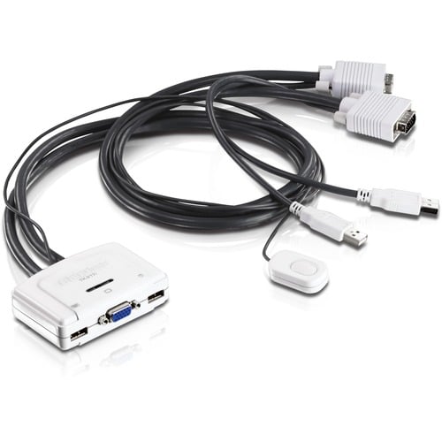 CONMUTADOR KVM DE 2 PUERTOS, 2U, 2 USB TIPO A, 2 PUERTOS VGA DE 15 PINES