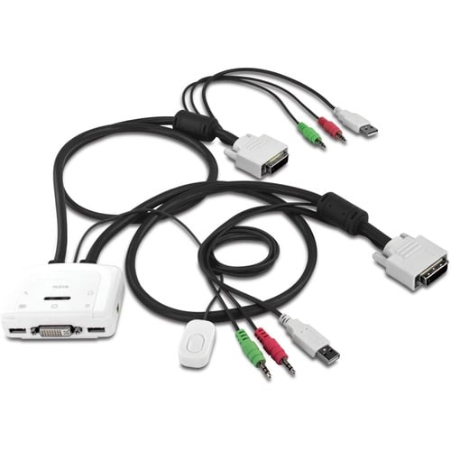 CONMUTADOR KVM DE 2 PUERTOS, 2U, 2 USB TIPO A, 2 DVI-I, 2 AUDIO DE 3,5 MM, 2 MICRÓFONOS DE 3,5 MM