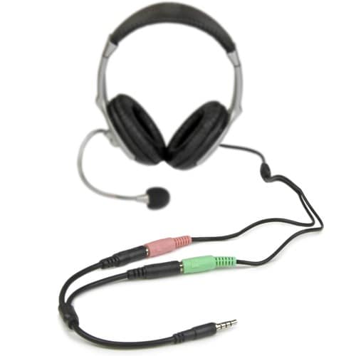 Adaptador de auriculares StarTech.com para auriculares con conectores separados para auriculares y micrófono
