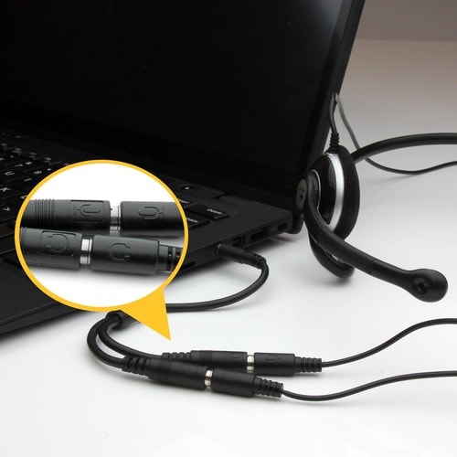 Adaptador de auriculares StarTech.com para auriculares con conectores separados para auriculares y micrófono