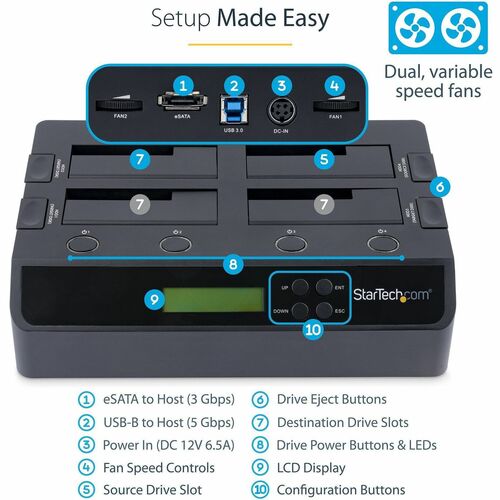 DUPLICADOR DE DISCO DURO DE 4 BAHÍAS ESATA USB 3.0 A SATA
