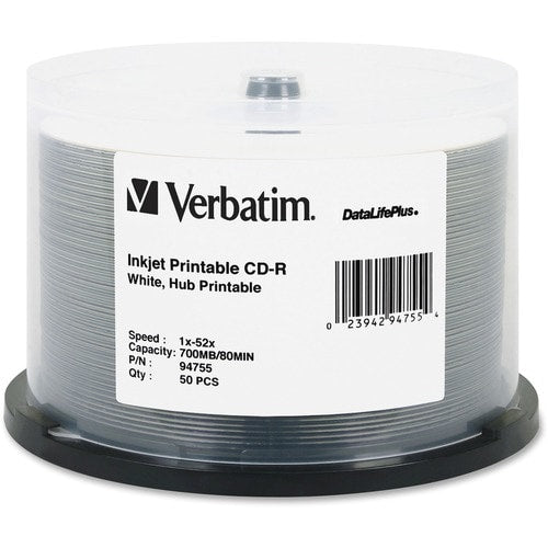 CD-R Verbatim 700 Mo 52X DataLifePlus blanc imprimable à jet d'encre,