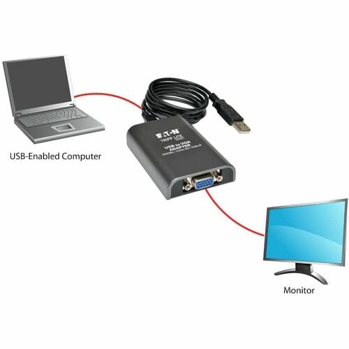 Tripp Lite by Eaton U244-001-VGA-R Graphics Adapter - USB 2.0 - 1 x VGA - 1920 x 1200 Supp