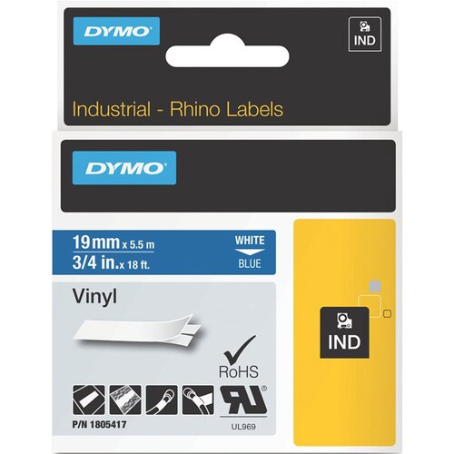 Dymo White on Blue Color Coded Label - 3/4" Width - Permanen
